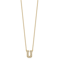 14k 3/8 carat Lab Grown Diamond VS+ F+ Complete Letter U 18 inch Initial Necklace