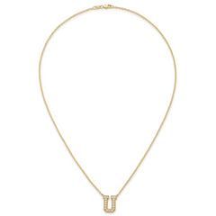 14k 3/8 carat Lab Grown Diamond VS+ F+ Complete Letter U 18 inch Initial Necklace