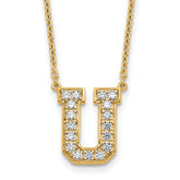 14k 3/8 carat Lab Grown Diamond VS+ F+ Complete Letter U 18 inch Initial Necklace