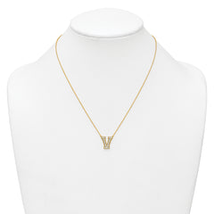 14k 3/8 carat Lab Grown Diamond VS+ F+ Complete Letter V 18 inch Initial Necklace