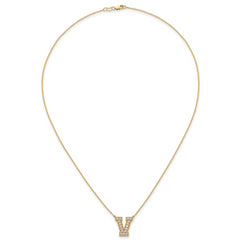 14k 3/8 carat Lab Grown Diamond VS+ F+ Complete Letter V 18 inch Initial Necklace