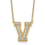 14k 3/8 carat Lab Grown Diamond VS+ F+ Complete Letter V 18 inch Initial Necklace