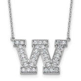 14k White Gold 3/4 carat Lab Grown Diamond VS+ F+ Complete Letter W 18 inch Initial Necklace