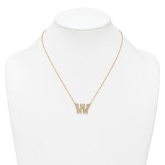 14k 3/4 carat Lab Grown Diamond VS+ F+ Complete Letter W 18 inch Initial Necklace
