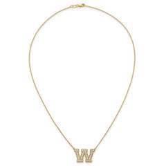 14k 3/4 carat Lab Grown Diamond VS+ F+ Complete Letter W 18 inch Initial Necklace