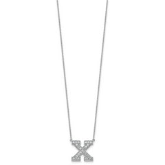 14k White Gold 1/2 carat Lab Grown Diamond VS+ F+ Complete Letter X 18 inch Initial Necklace