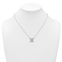 14k White Gold 1/2 carat Lab Grown Diamond VS+ F+ Complete Letter X 18 inch Initial Necklace