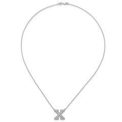 14k White Gold 1/2 carat Lab Grown Diamond VS+ F+ Complete Letter X 18 inch Initial Necklace