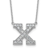 14k White Gold 1/2 carat Lab Grown Diamond VS+ F+ Complete Letter X 18 inch Initial Necklace