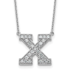 14k White Gold 1/2 carat Lab Grown Diamond VS+ F+ Complete Letter X 18 inch Initial Necklace