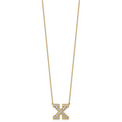 14k 1/2 carat Lab Grown Diamond VS+ F+ Complete Letter X 18 inch Initial Necklace