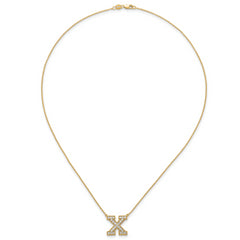 14k 1/2 carat Lab Grown Diamond VS+ F+ Complete Letter X 18 inch Initial Necklace