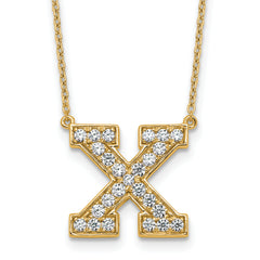 14k 1/2 carat Lab Grown Diamond VS+ F+ Complete Letter X 18 inch Initial Necklace