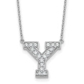 14k White Gold 3/8 carat Lab Grown Diamond VS+ F+ Complete Letter Y 18 inch Initial Necklace