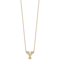 14k 3/8 carat Lab Grown Diamond VS+ F+ Complete Letter Y 18 inch Initial Necklace