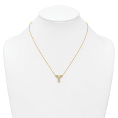 14k 3/8 carat Lab Grown Diamond VS+ F+ Complete Letter Y 18 inch Initial Necklace