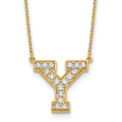 14k 3/8 carat Lab Grown Diamond VS+ F+ Complete Letter Y 18 inch Initial Necklace
