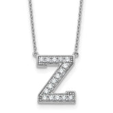 14k White Gold 3/8 carat Lab Grown Diamond VS+ F+ Complete Letter Z 18 inch Initial Necklace