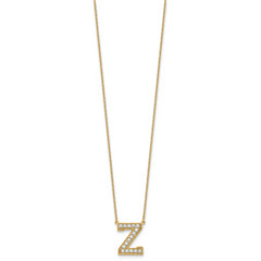 14k 3/8 carat Lab Grown Diamond VS+ F+ Complete Letter Z 18 inch Initial Necklace