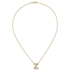 14k 3/8 carat Lab Grown Diamond VS+ F+ Complete Letter Z 18 inch Initial Necklace
