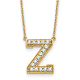 14k 3/8 carat Lab Grown Diamond VS+ F+ Complete Letter Z 18 inch Initial Necklace