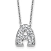 14k White Gold 5/8 carat Lab Grown Diamond VS+ F+ Complete Letter A 18 inch Initial Necklace