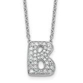 14k White Gold 5/8 carat Lab Grown Diamond VS+ F+ Complete Letter B 18 inch Initial Necklace