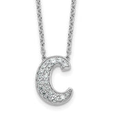 14k White Gold 3/8 carat Lab Grown Diamond VS+ F+ Complete Letter C 18 inch Initial Necklace