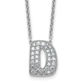 14k White Gold 5/8 carat Lab Grown Diamond VS+ F+ Complete Letter D 18 inch Initial Necklace