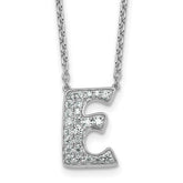 14k White Gold 3/8 carat Lab Grown Diamond VS+ F+ Complete Letter E 18 inch Initial Necklace