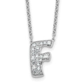 14k White Gold 1/3 carat Lab Grown Diamond VS+ F+ Complete Letter F 18 inch Initial Necklace