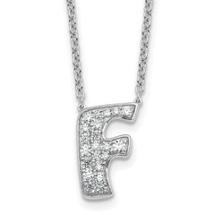 14k White Gold 1/3 carat Lab Grown Diamond VS+ F+ Complete Letter F 18 inch Initial Necklace