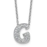 14k White Gold 3/8 carat Lab Grown Diamond VS+ F+ Complete Letter G 18 inch Initial Necklace