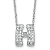 14k White Gold 5/8 carat Lab Grown Diamond VS+ F+ Complete Letter H 18 inch Initial Necklace