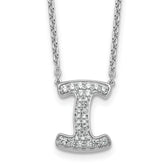14k White Gold 1/3 carat Lab Grown Diamond VS+ F+ Complete Letter I 18 inch Initial Necklace