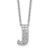 14k White Gold 1/3 carat Lab Grown Diamond VS+ F+ Complete Letter J 18 inch Initial Necklace