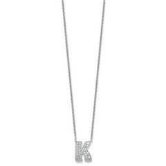 14k White Gold 1/2 carat Lab Grown Diamond VS+ F+ Complete Letter K 18 inch Initial Necklace