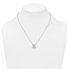 14k White Gold 1/2 carat Lab Grown Diamond VS+ F+ Complete Letter K 18 inch Initial Necklace