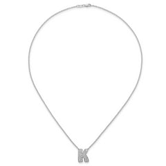 14k White Gold 1/2 carat Lab Grown Diamond VS+ F+ Complete Letter K 18 inch Initial Necklace