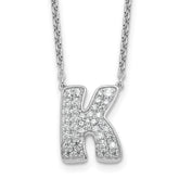 14k White Gold 1/2 carat Lab Grown Diamond VS+ F+ Complete Letter K 18 inch Initial Necklace