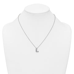 14k White Gold 1/2 carat Lab Grown Diamond VS+ F+ Complete Letter L 18 inch Initial Necklace