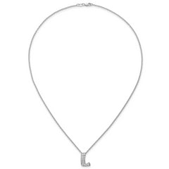 14k White Gold 1/2 carat Lab Grown Diamond VS+ F+ Complete Letter L 18 inch Initial Necklace