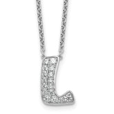 14k White Gold 1/2 carat Lab Grown Diamond VS+ F+ Complete Letter L 18 inch Initial Necklace