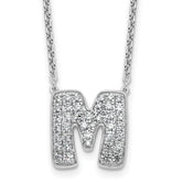 14k White Gold 3/4 carat Lab Grown Diamond VS+ F+ Complete Letter M 18 inch Initial Necklace
