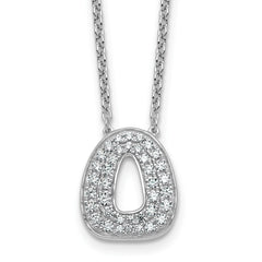 14k White Gold 1/2 carat Lab Grown Diamond VS+ F+ Complete Letter O 18 inch Initial Necklace