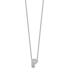 14k White Gold 1/2 carat Lab Grown Diamond VS+ F+ Complete Letter P 18 inch Initial Necklace