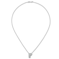 14k White Gold 1/2 carat Lab Grown Diamond VS+ F+ Complete Letter P 18 inch Initial Necklace