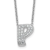 14k White Gold 1/2 carat Lab Grown Diamond VS+ F+ Complete Letter P 18 inch Initial Necklace