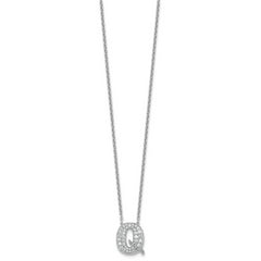 14k White Gold 1/2 carat Lab Grown Diamond VS+ F+ Complete Letter Q 18 inch Initial Necklace