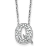 14k White Gold 1/2 carat Lab Grown Diamond VS+ F+ Complete Letter Q 18 inch Initial Necklace